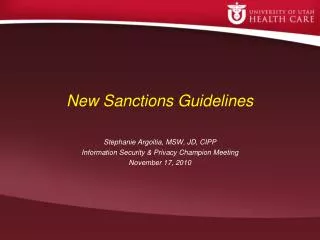 New Sanctions Guidelines