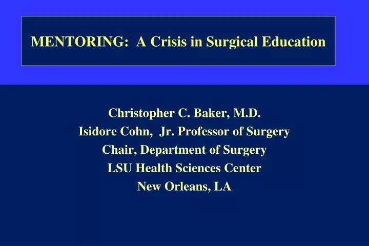 mentoring a crisis in surgical education