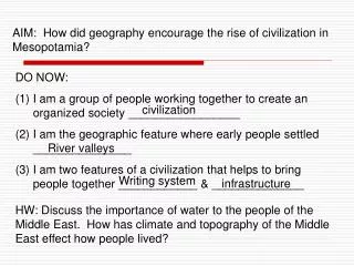 AIM: How did geography encourage the rise of civilization in Mesopotamia?