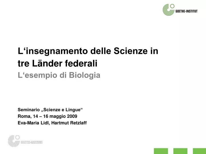 l insegnamento delle scienze in tre l nder federali l esempio di biologia