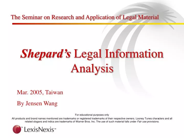 the seminar on research and application of legal material