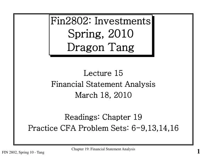 fin2802 investments spring 2010 dragon tang