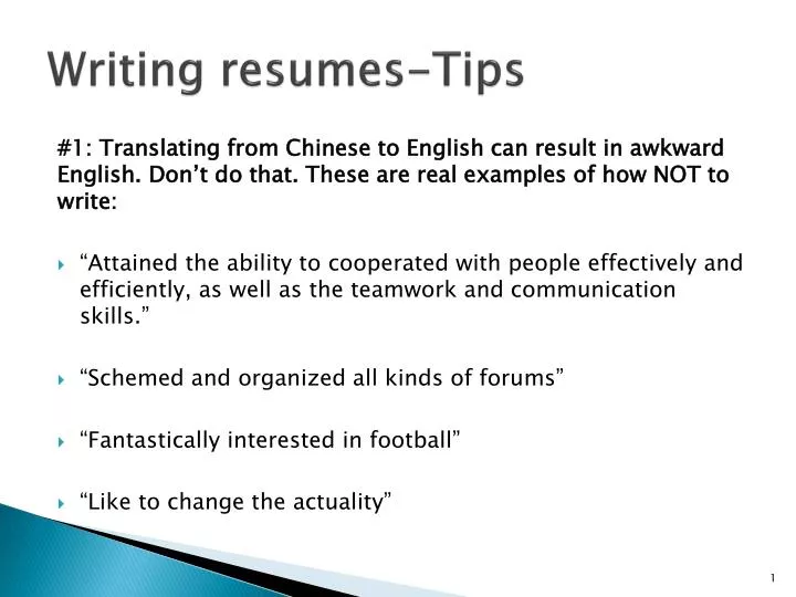 writing resumes tips