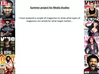 Summer project for Media Studies