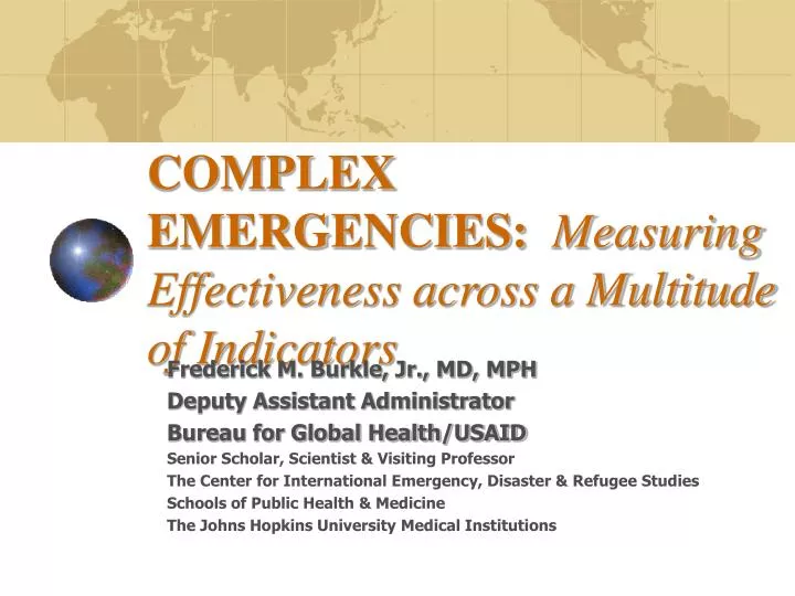complex emergencies measuring effectiveness across a multitude of indicators