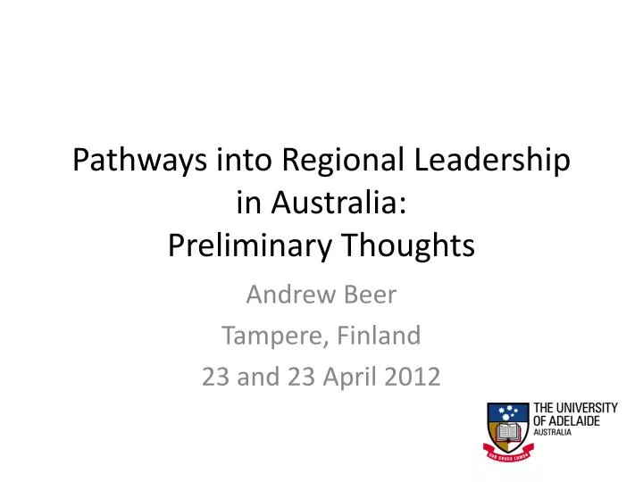 pathways into regional leadership in australia preliminary thoughts