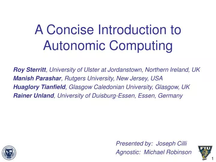 a concise introduction to autonomic computing