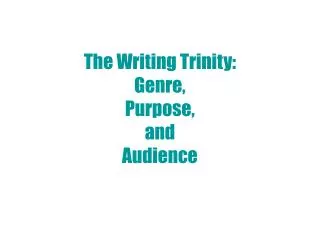 The Writing Trinity: Genre, Purpose, and Audience
