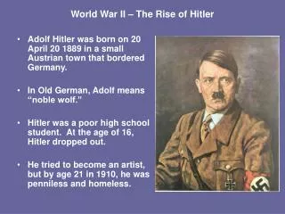 World War II – The Rise of Hitler