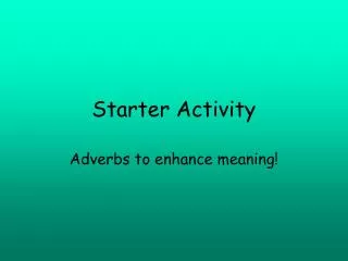 Starter Activity