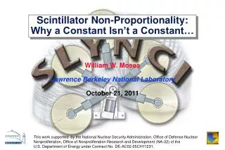 Scintillator Non-Proportionality: Why a Constant Isn’t a Constant…