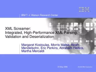 XML Screamer: Integrated, High-Performance XML Parsing, Validation and Deserialization
