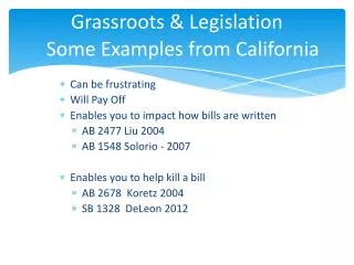 Grassroots &amp; Legislation