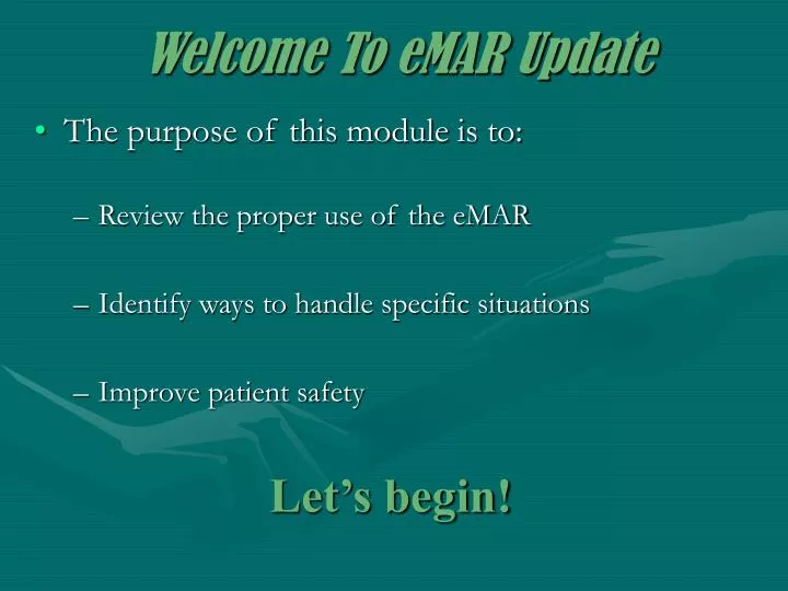 welcome to emar update