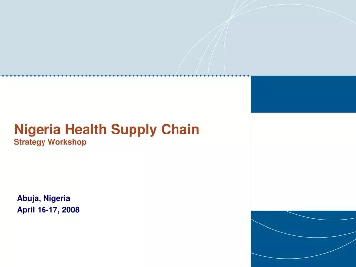 nigeria health supply chain strategy workshop