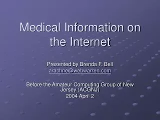 Medical Information on the Internet