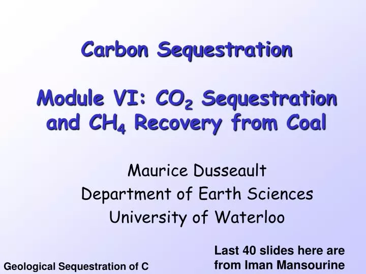 carbon sequestration module vi co 2 sequestration and ch 4 recovery from coal