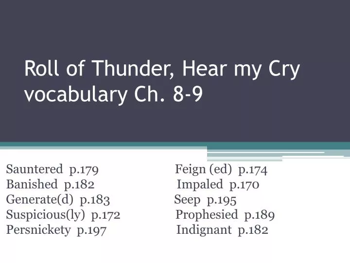 roll of thunder hear my cry vocabulary ch 8 9