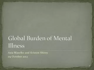Global Burden of Mental Illness