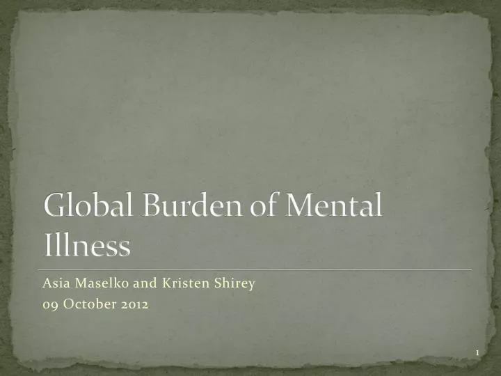 global burden of mental illness