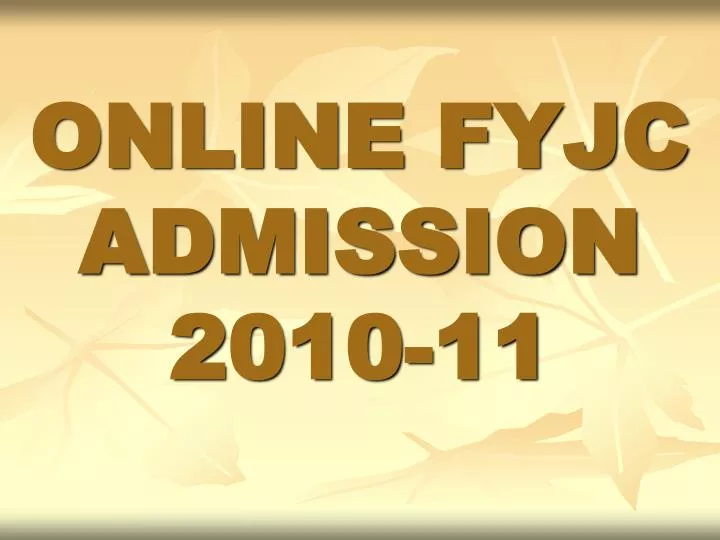 online fyjc admission 2010 11