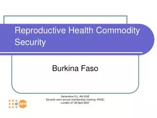 Reproductive Health Commodity Security