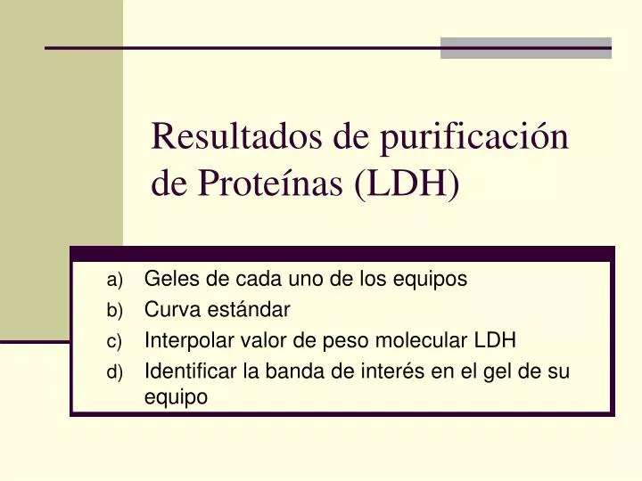 resultados de purificaci n de prote nas ldh