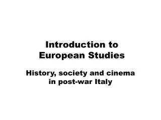 Introduction to European Studies
