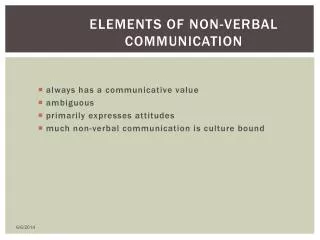 Elements of Non-verbal Communication