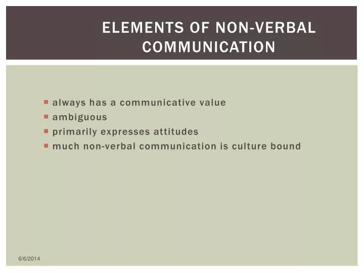 elements of non verbal communication