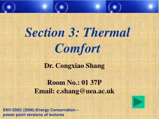 Section 3: Thermal Comfort