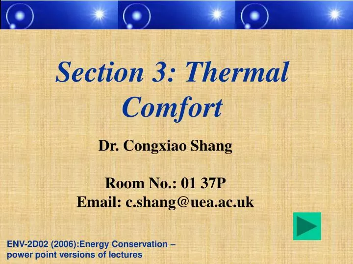 section 3 thermal comfort