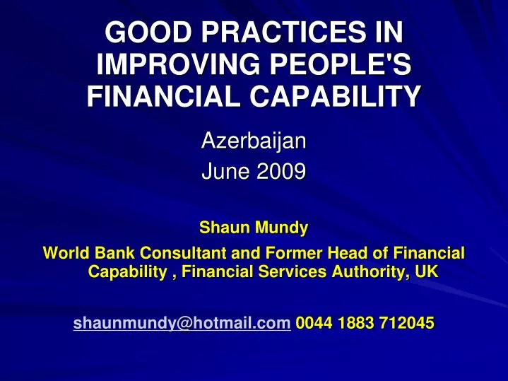 good practices in improving people s financial capability