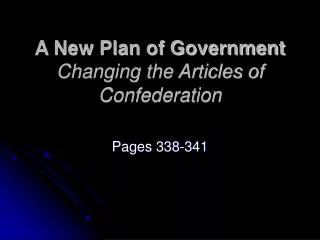 A New Plan of Government Changing the Articles of Confederation