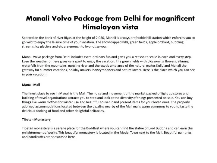 manali volvo package from delhi for magnificent himalayan vista