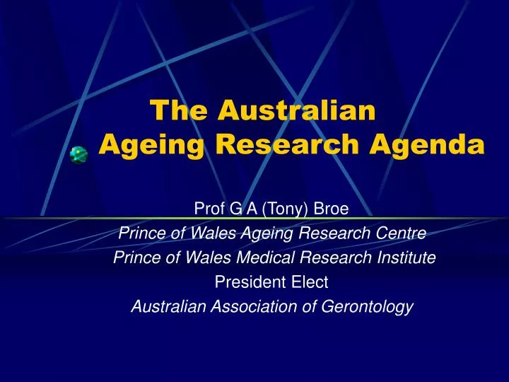 the australian ageing research agenda