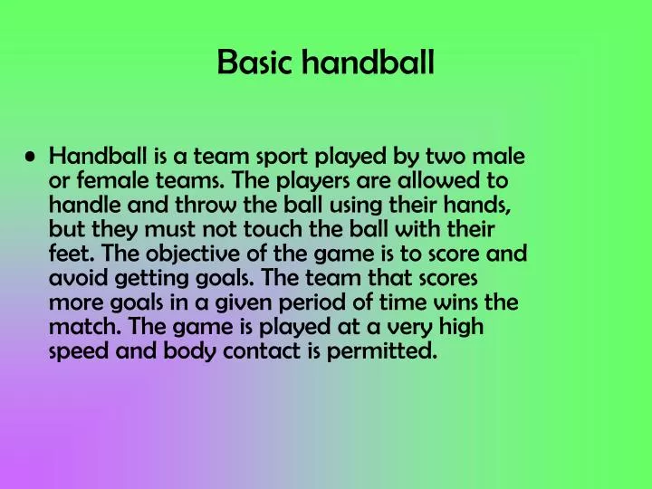 basic handball