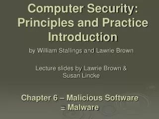 Computer Security: Principles and Practice Introduction
