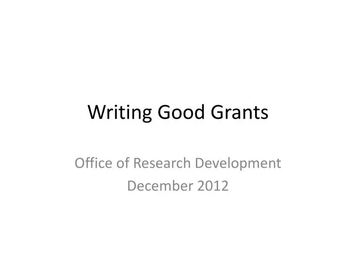 writing good grants
