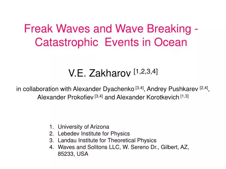 freak waves and wave breaking catastrophic events in ocean
