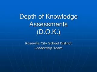 depth of knowledge assessments d o k