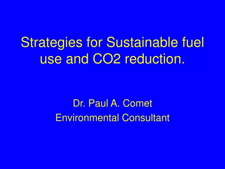 strategies for sustainable fuel use and co2 reduction