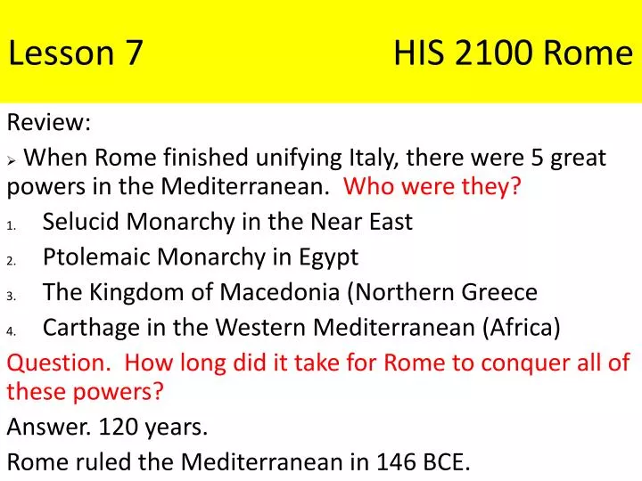 lesson 7 his 2100 rome