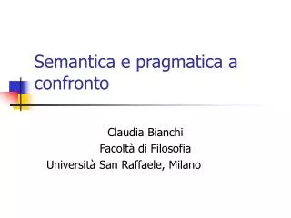 semantica e pragmatica a confronto