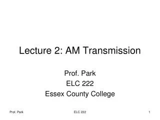 Lecture 2: AM Transmission