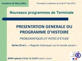 nouveaux programmes de terminale