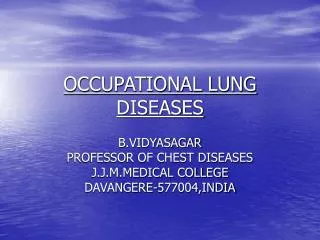 OCCUPATIONAL LUNG DISEASES