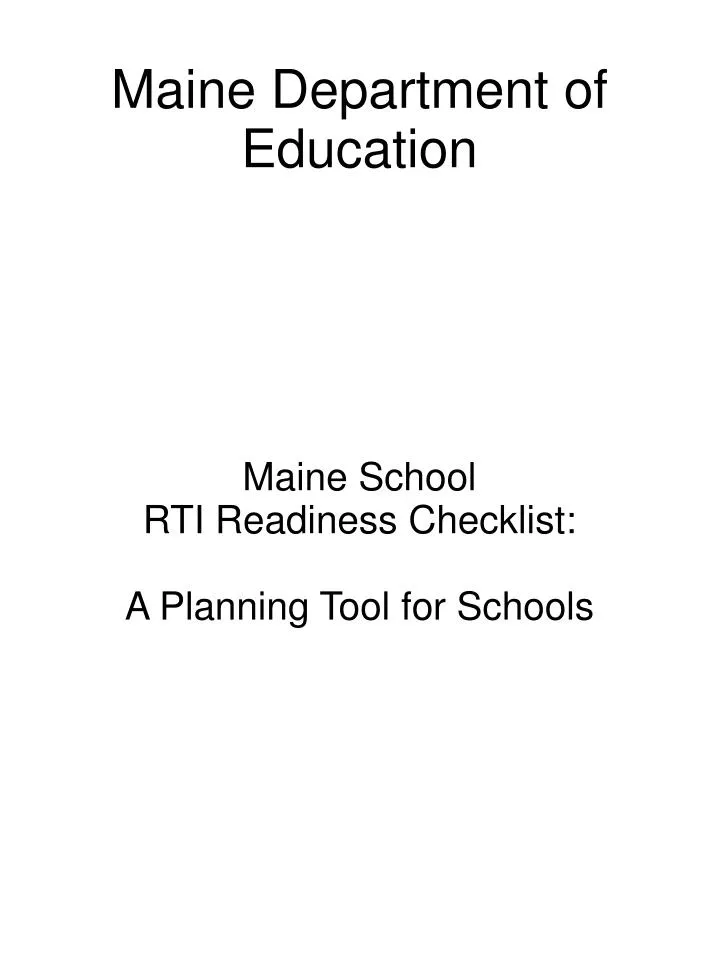 maine school rti readiness checklist a planning tool for schools
