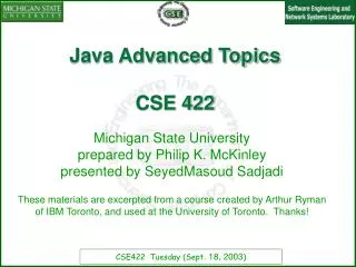 Java Advanced Topics CSE 422