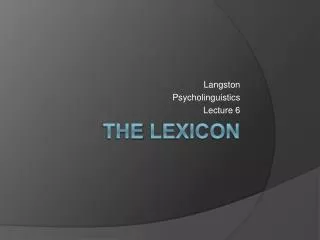 The lexicon